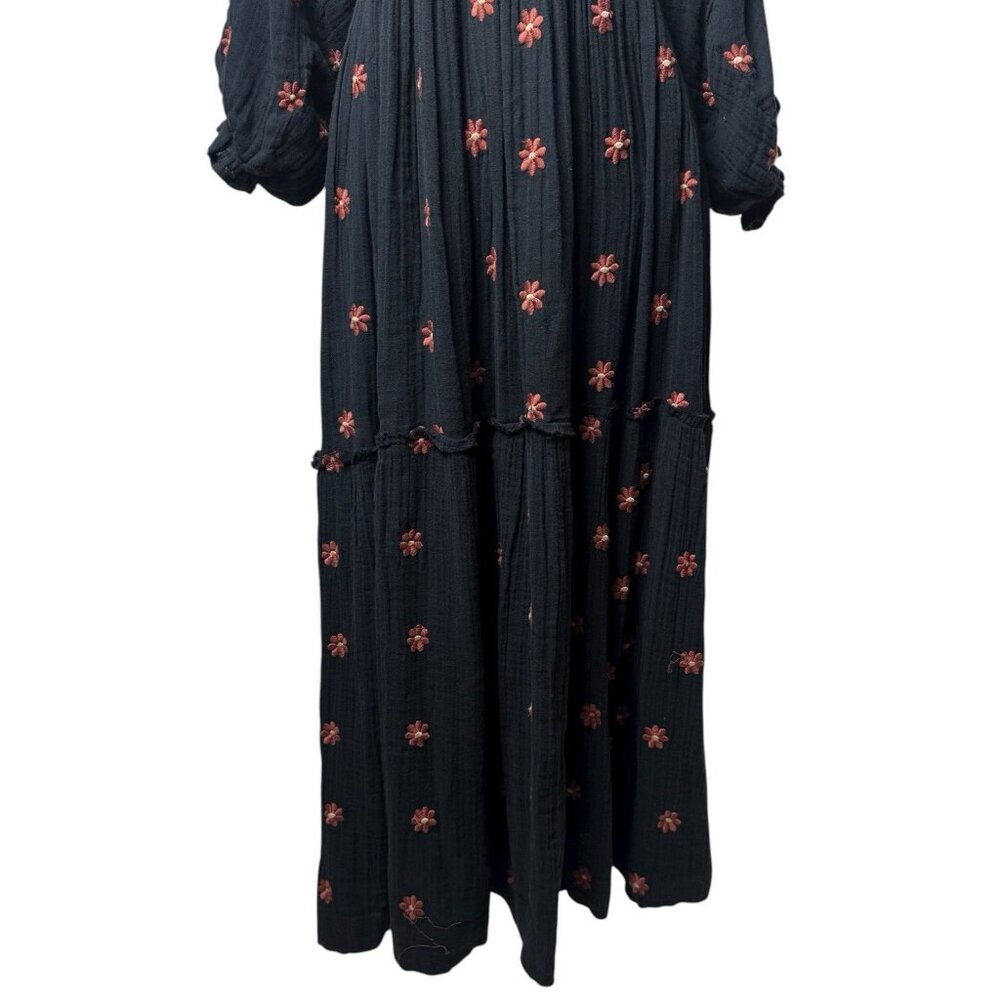 Free People‎ Dahlia Embroidered Maxi Dress Puff Sleeve Cottagecore Milk Maid M - Picture 6 of 13